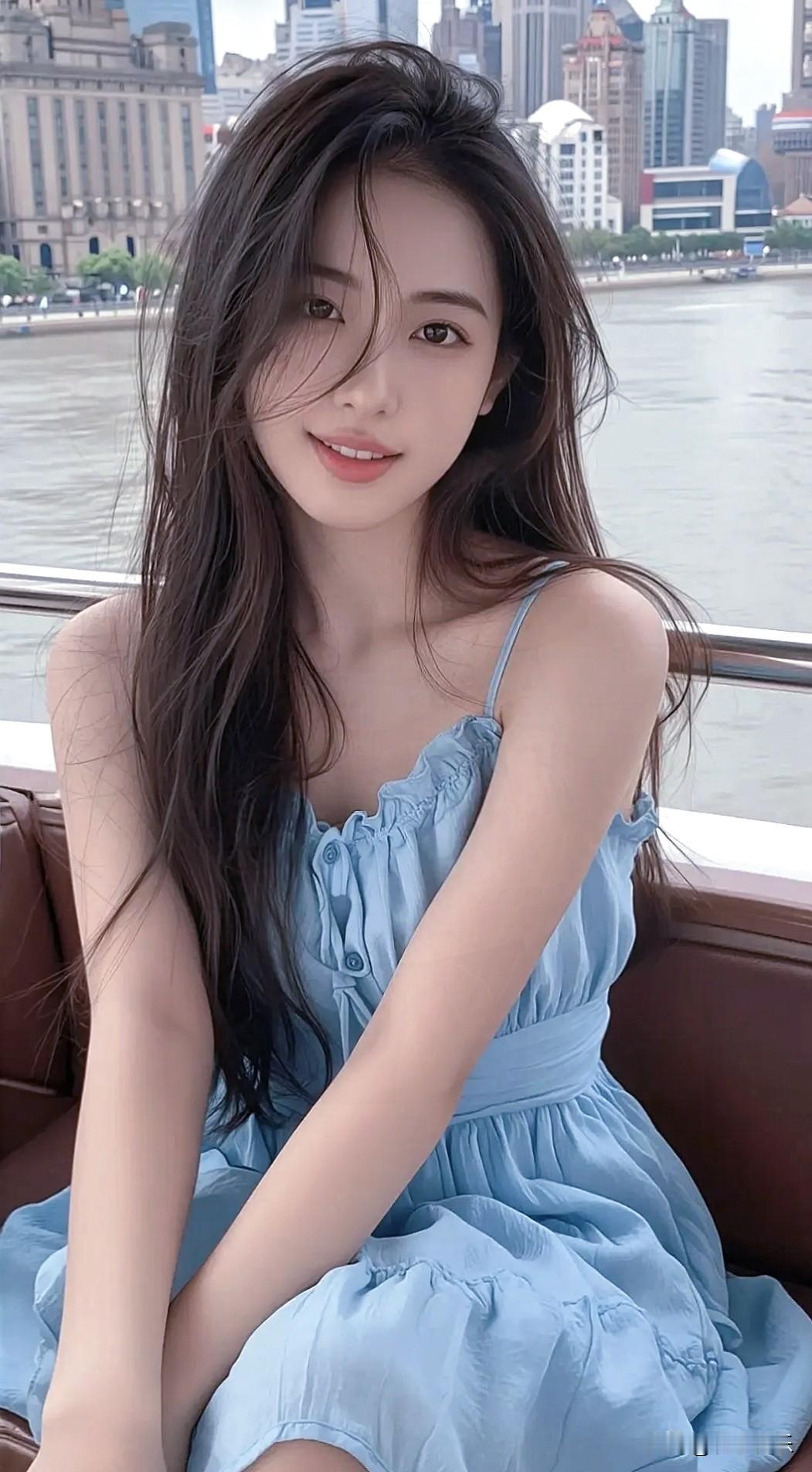 江风漫过发梢，外滩与陆家嘴，都浸在浅蓝的温柔里～分享唯美的美照随手拍张图，分享美