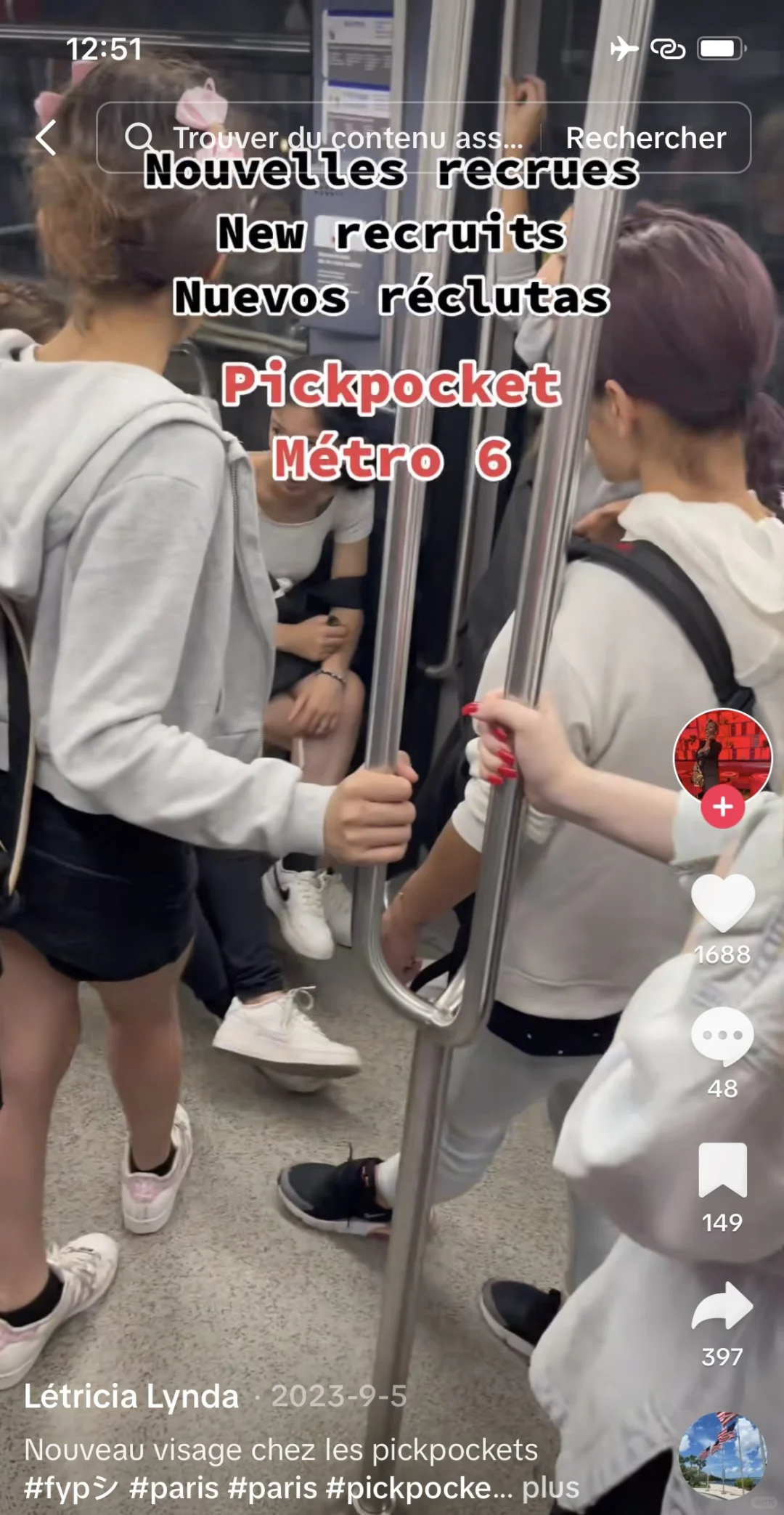 来巴黎这么久，终于在地铁上遇到小偷了