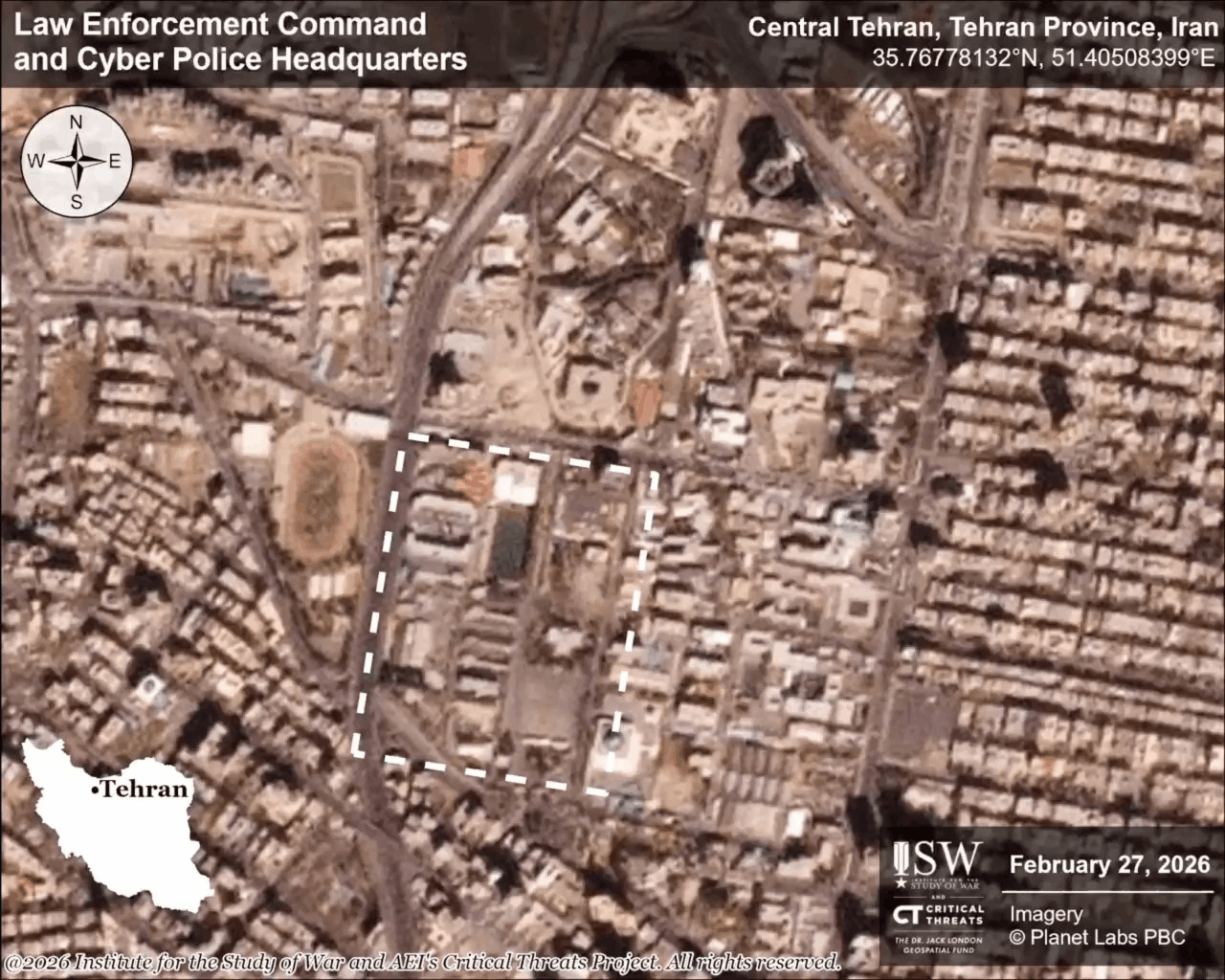 🇮🇷卫星图像显示了伊朗伊斯兰革命卫队（IRGC）位于德黑兰萨拉拉的总部（负责