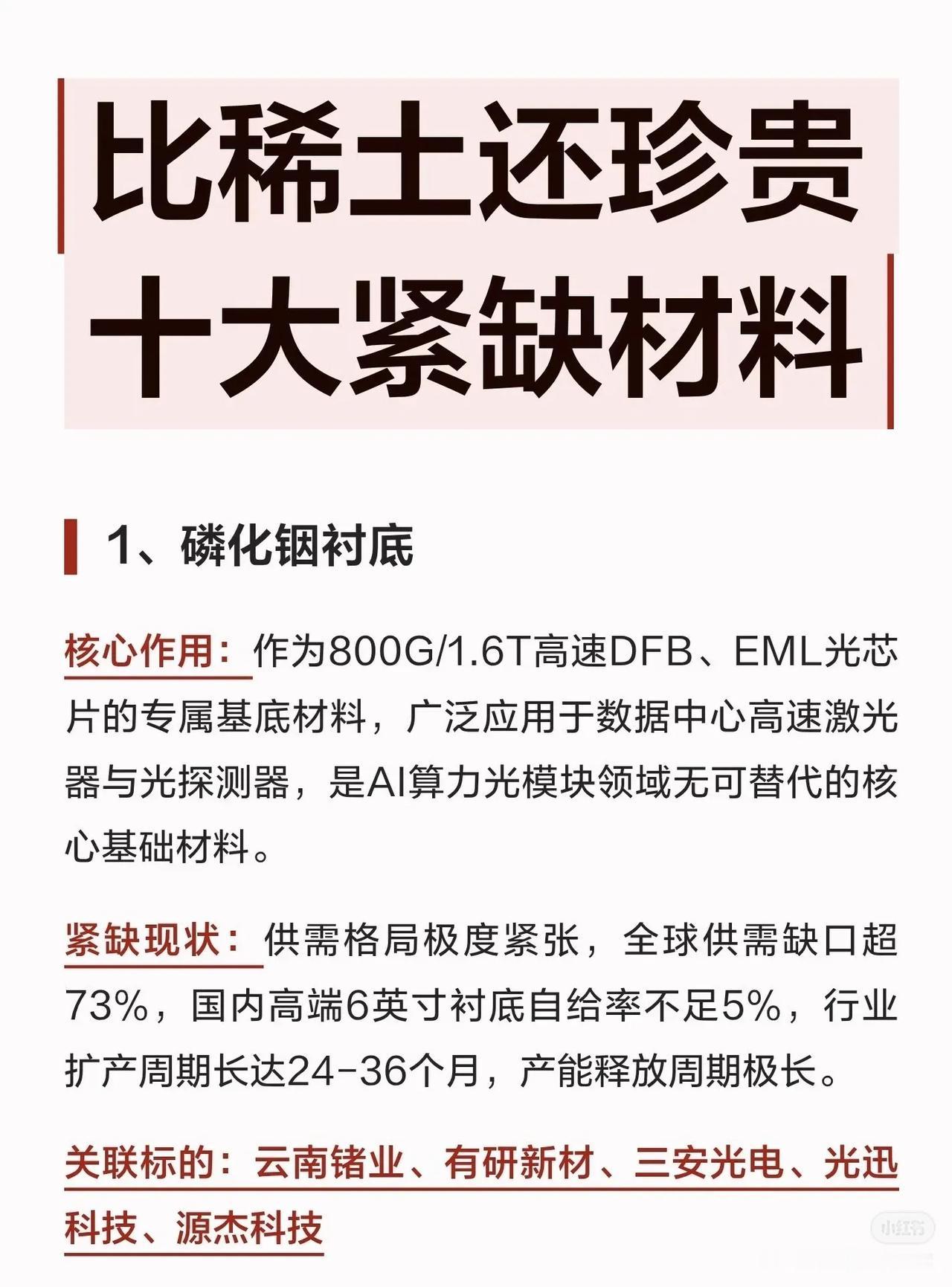 比稀土还珍贵！AI算力背后，这十大紧缺材料卡脖子了🔥

随着800G/1.6T
