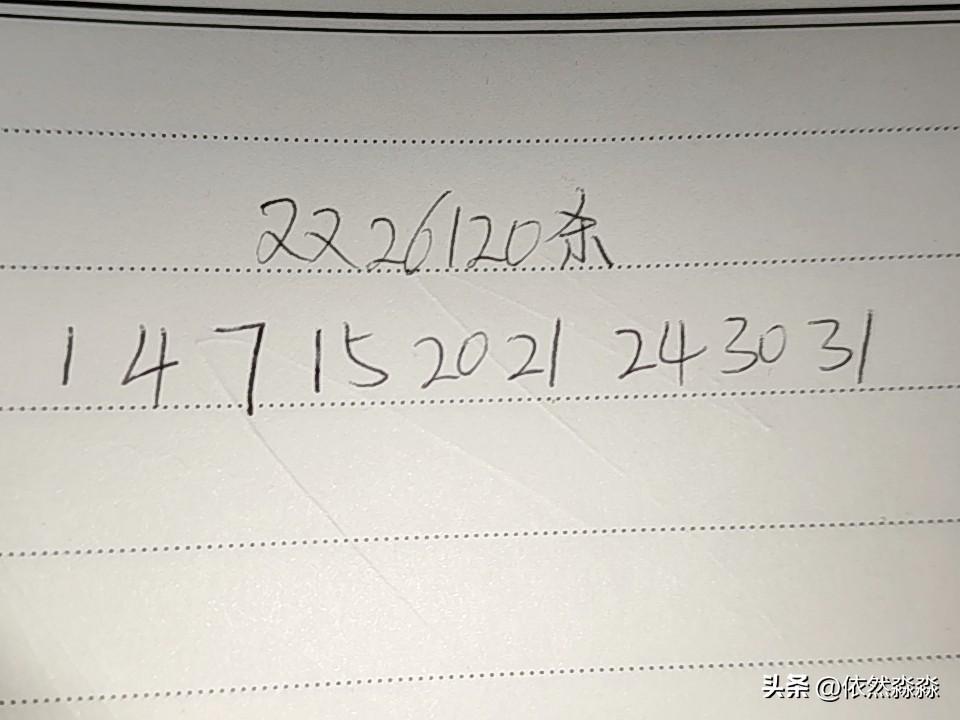 双色球26120期排码
01、04、07、15、20、21、24、30、31
上