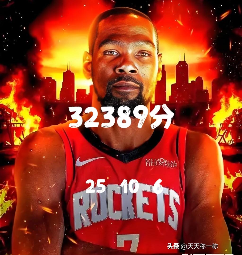32389分！杜兰特常规赛总得分距历史第四科比（33643）还差1254分！
距