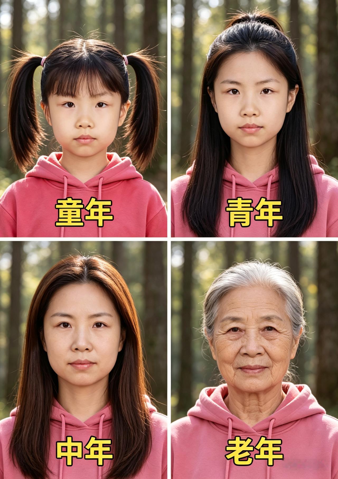 童年 · 双顺髻
 
双头发翘两边，
同款长衫垂脚边。
蹦跳追蝶衫摆晃，
笑声清