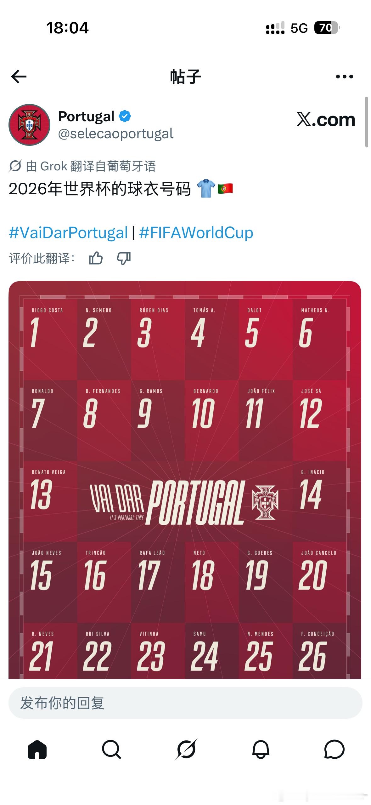 C罗 🇵🇹世界杯号码