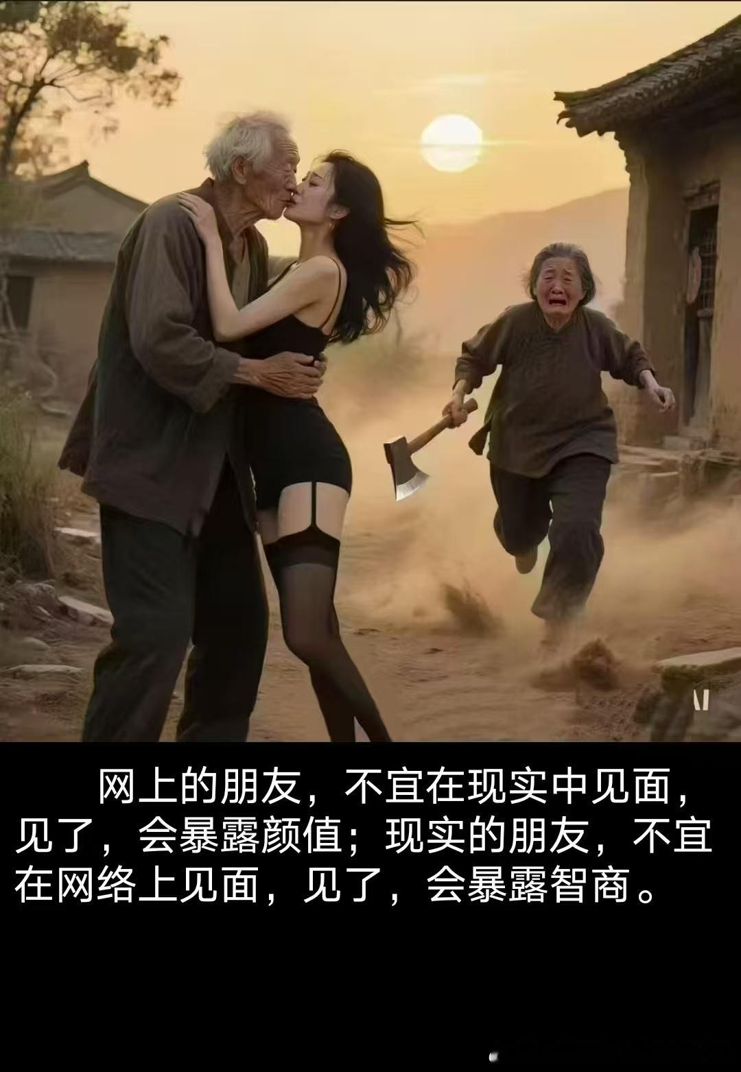 网上的朋友，不宜在现实中见面，见了，会暴露颜值；现实的朋友，不宜在网络上见面，见