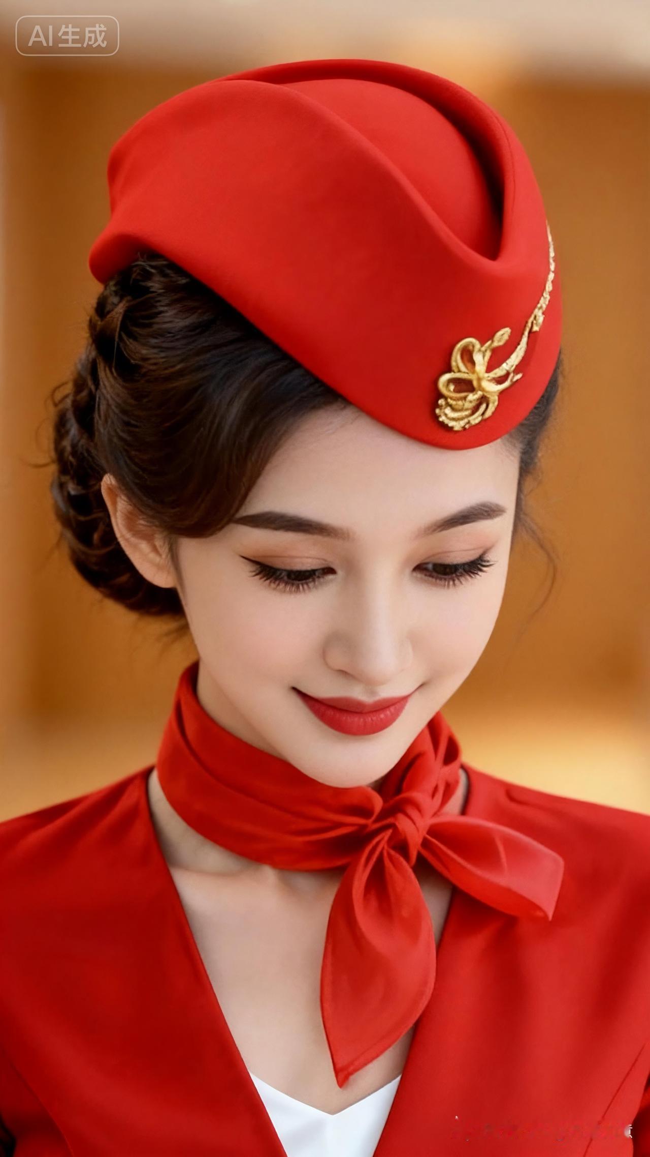 优雅空姐穿搭，红色系甜美迷人