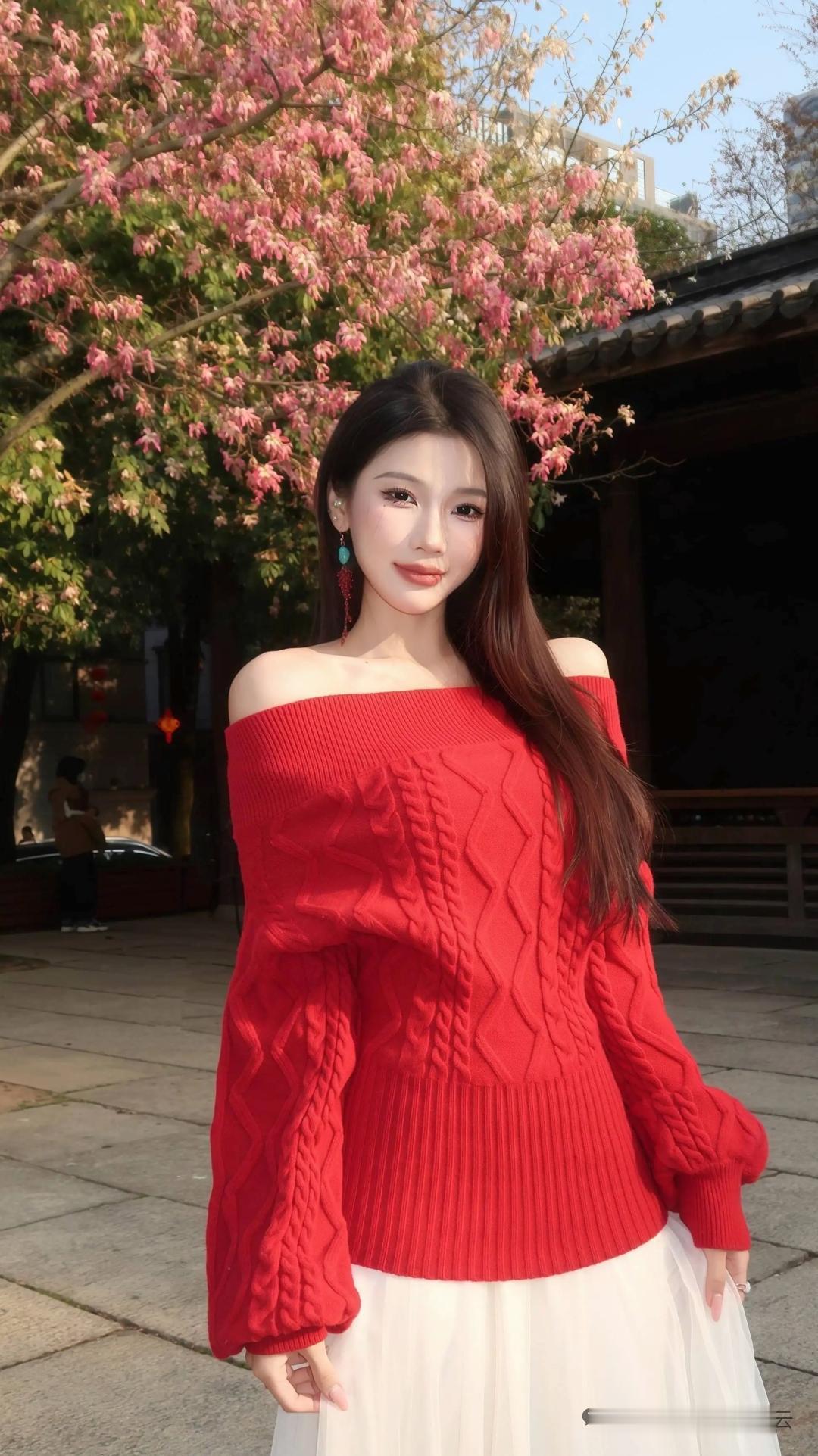 真心话茶局春日粉黛，花前月下，花海之中红裙少女甜美瞬间。
