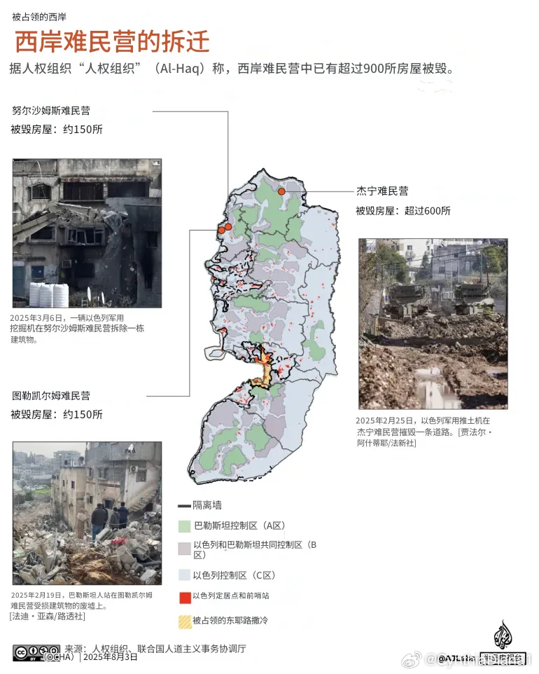 近东救济工程处：以色列“改造”约旦河西岸北部空无一人的难民营 近东救济工程处被占