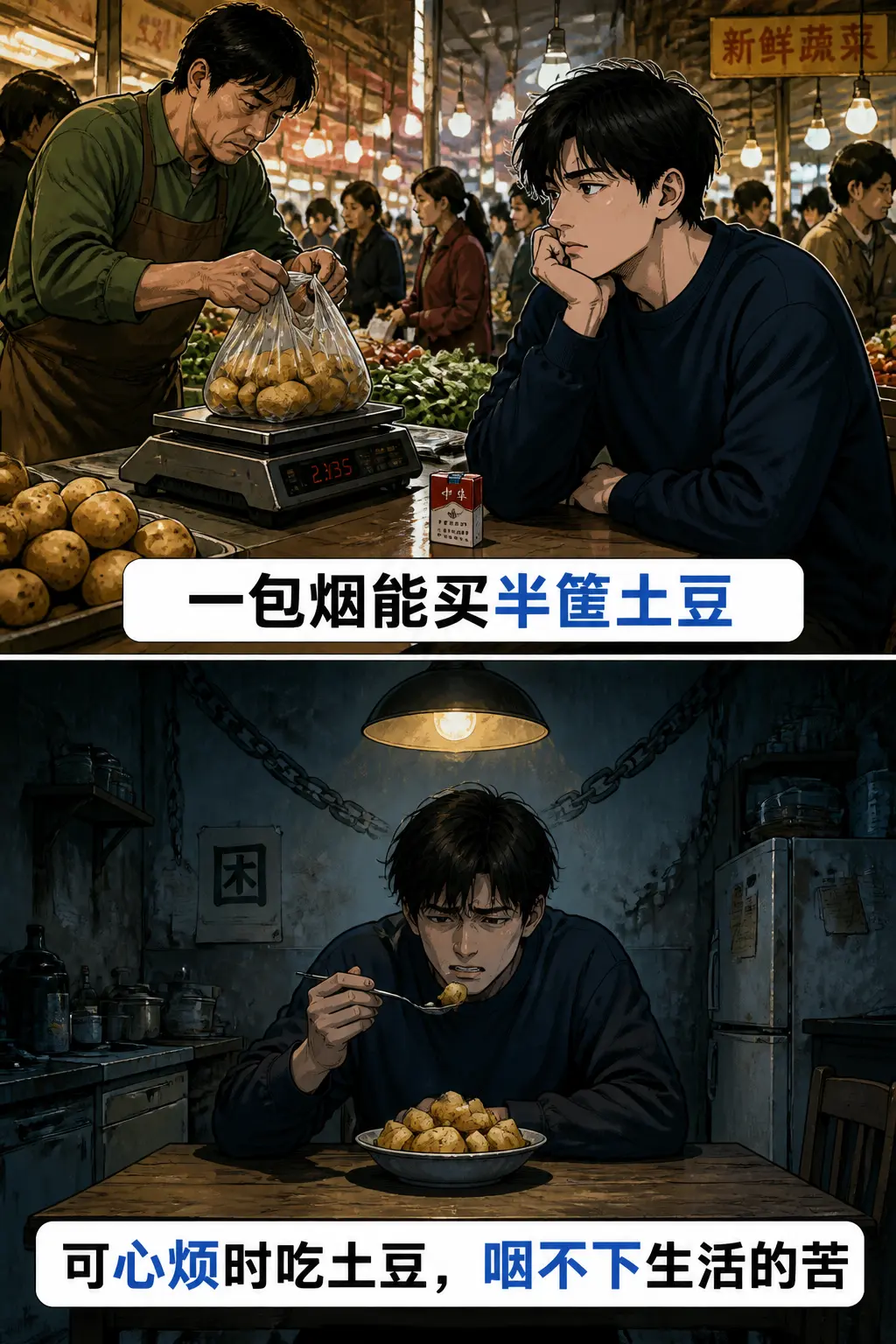 一包烟能买半筐土豆，却买不来咽下生活苦的那口气