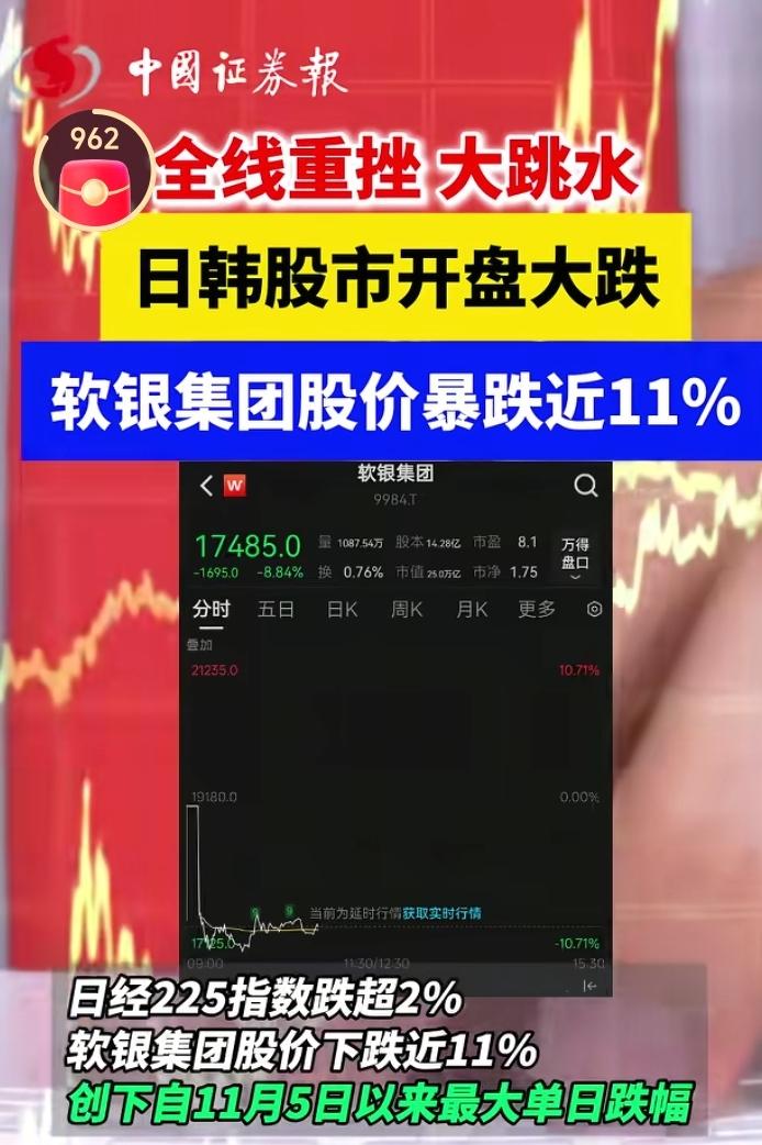 孙正义软银股价暴跌11%，软银重仓Al系列股票，Al要崩？