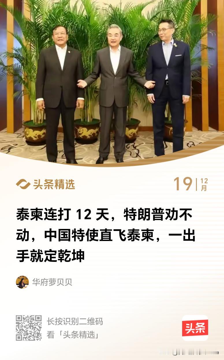 柬埔寨的电诈园区轰炸得差不多了，此时出手调停正当其时。