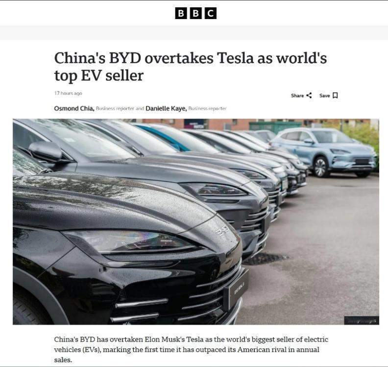 CNN最新报道《世界迎来新的电动汽车王者，并非特斯拉》，透露出一股浓浓的酸味，自