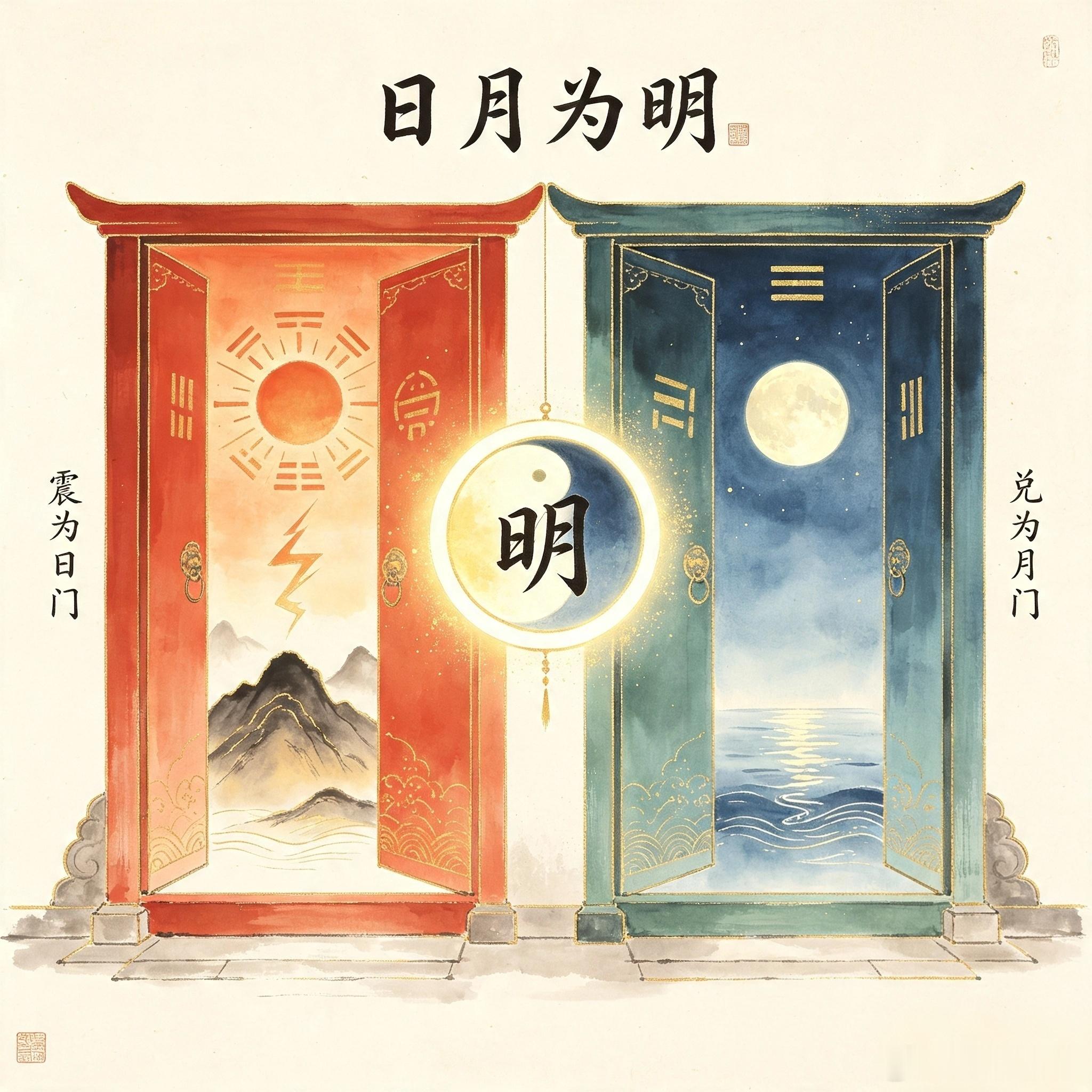 日月为明：震为日门，兑为月门 易理溯源+天人对应+中医、儿推落地解析一、本源出处