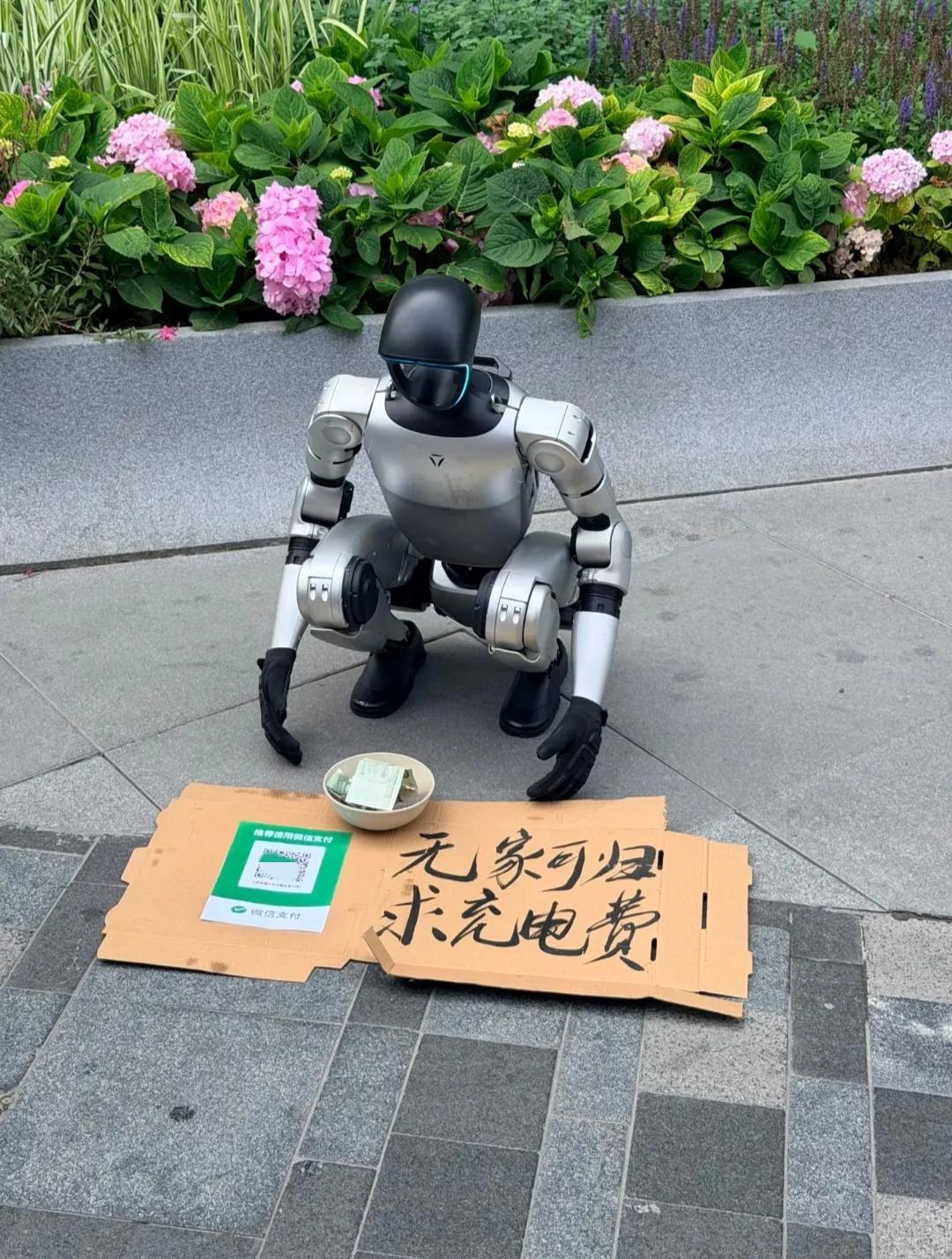 机器人流落街头：家没了，就差好心人赞助电费续命。