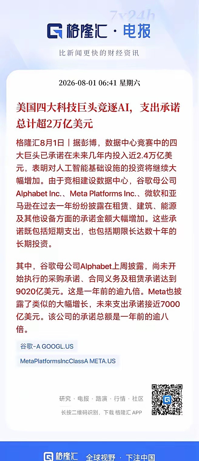 2万亿美元的资本支出，科技狂欢却不能继续？这不是悖论吗？据彭博，微软，谷歌等四大
