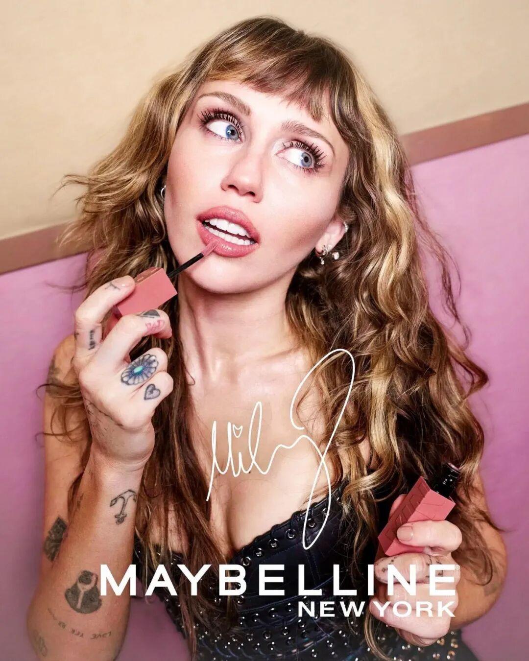 美国女歌手 Miley Cyrus（麦莉·赛勒斯）成为美宝莲 Maybellin
