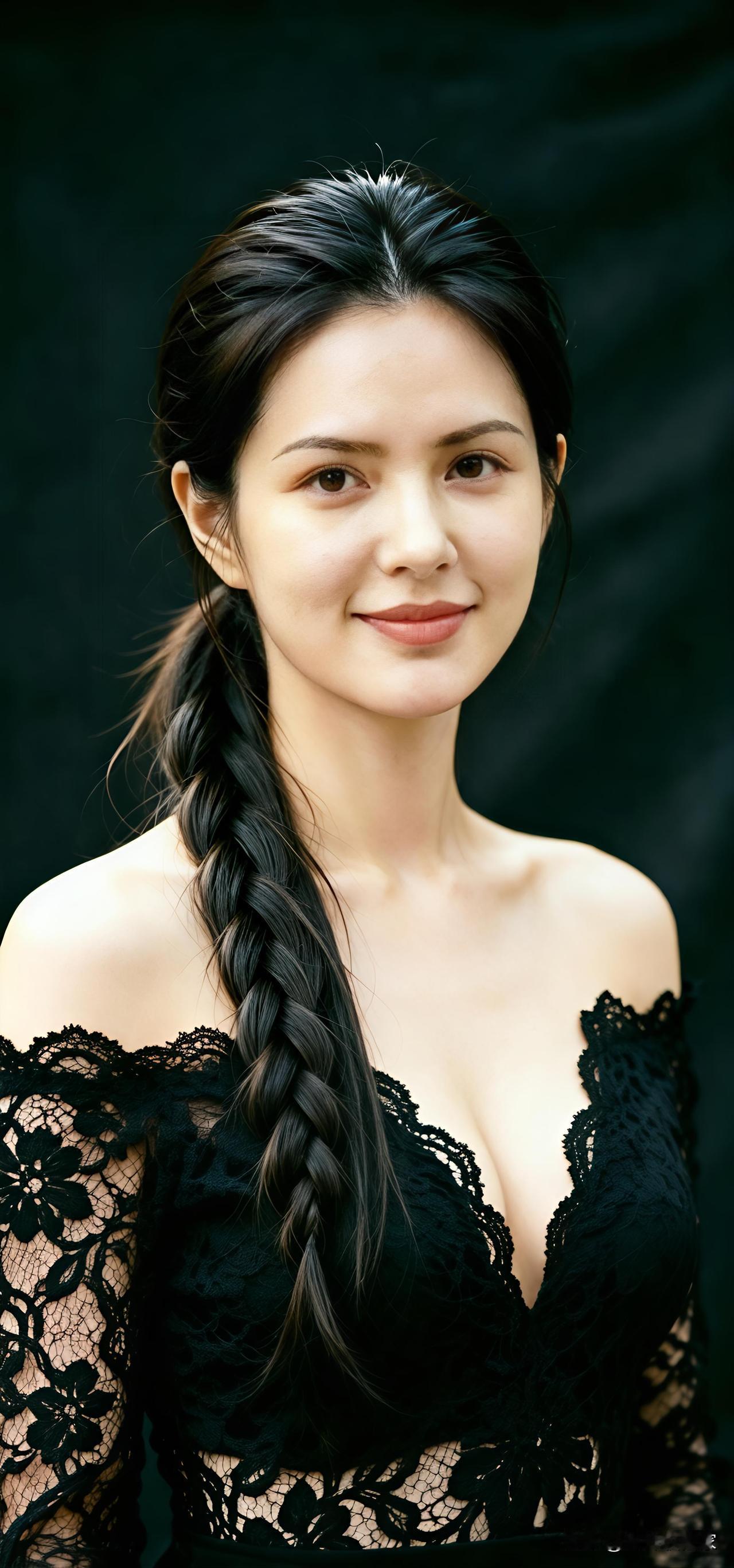 马尾辫美女(十)

乌黑顺滑的低双马尾自然垂落肩头，几缕碎发柔和地修饰着脸庞。一