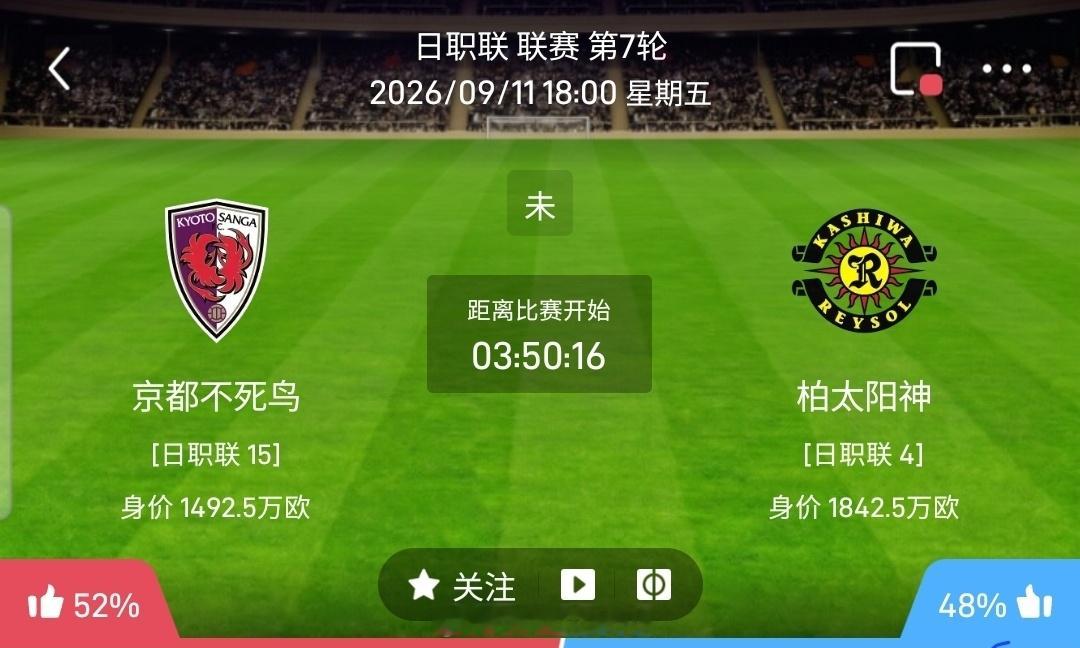 【足球】周五001日职方向：京都不死鸟vs柏太阳神日职：京都不死鸟VS柏太阳神时