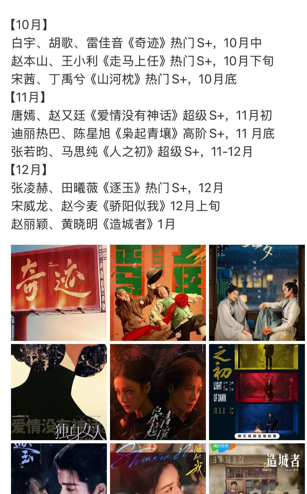 腾讯q4部分预排播剧集腾讯q4预排播剧腾讯q4部分预排播剧集，期待，[鼓掌][鼓