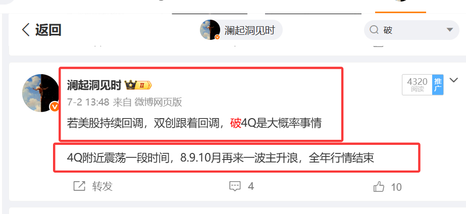 有老铁说，破4Q都不呵护一下和之前不同，之前沪指破4Q，双创的位置可能更低现在沪