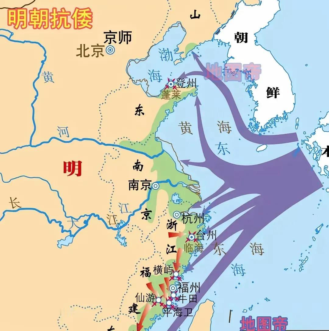 抗倭名将，戚继光
斩杀日本倭寇几万人！
​白水洋之战，1500对2000倭寇，全
