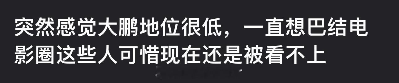 有网友说感觉大鹏地位很低，一直想巴结电影圈这些人可惜现在还是被看不上，大家怎么看