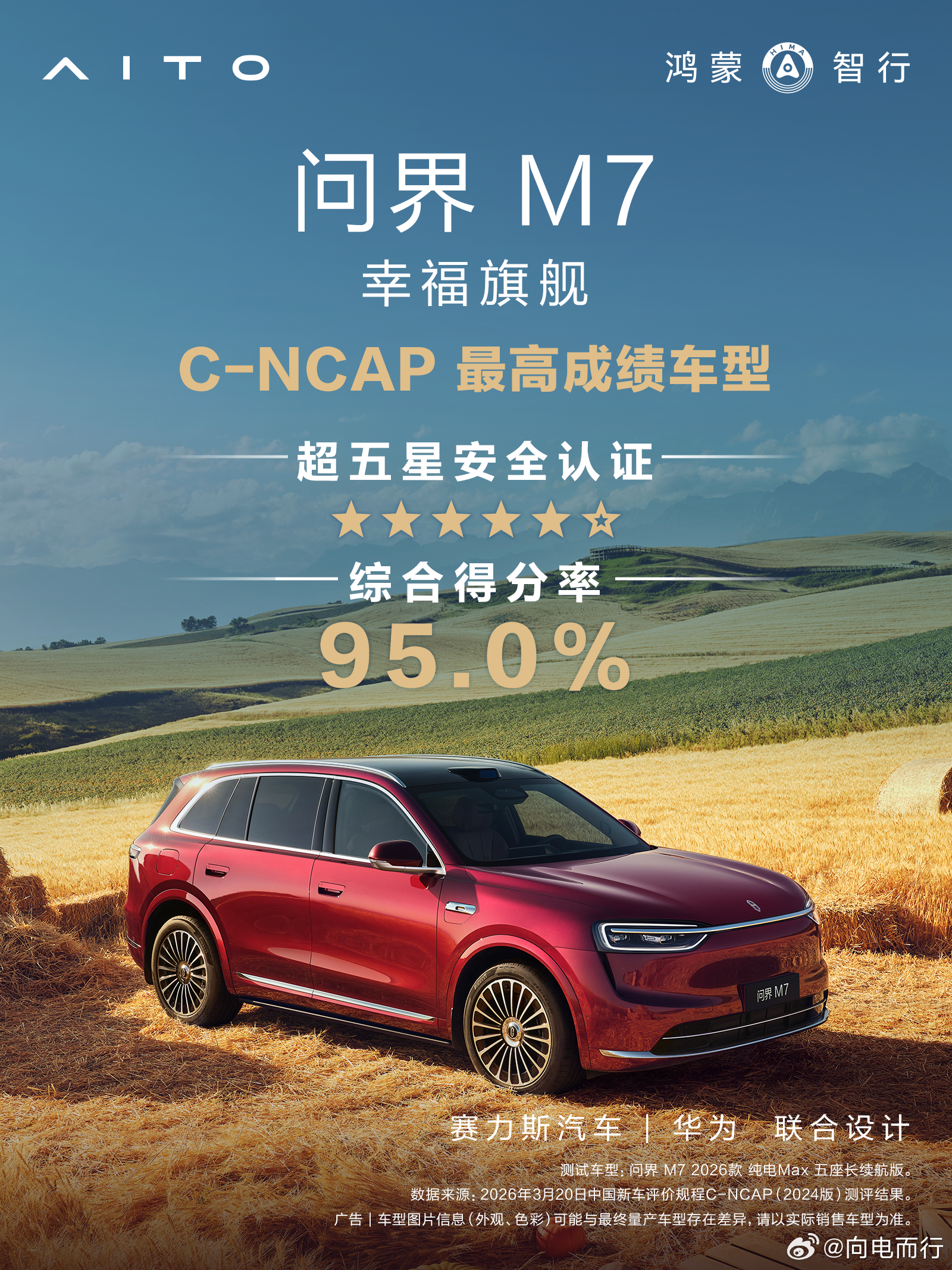 我就说问界M7能成大事，问界M7 C-NCAP最高成绩车型，超五星安全认证！ 