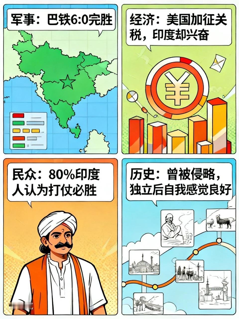 印度的迷之自信真让人摸不着头脑。
在军事上，印度本想拿巴基斯坦秀雄风，结果被巴铁