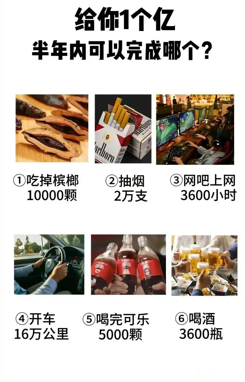 给你一个亿，半年内可以完成哪个？ 