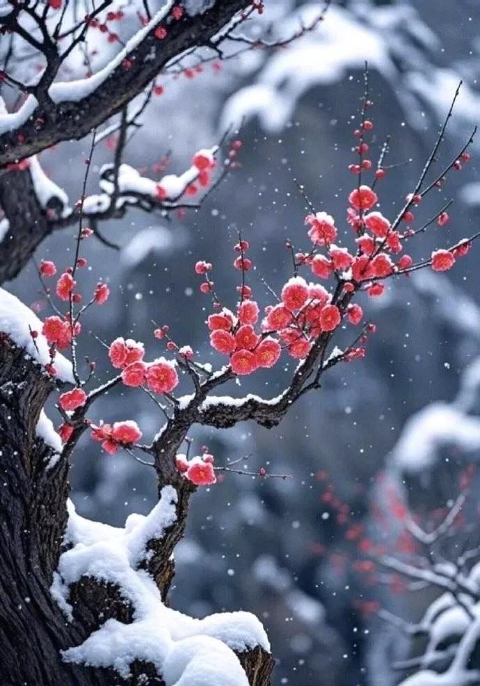 《清平乐·梅花》

琼枝玉朵，独把寒冬破。冷蕊凝香霜里卧，风动幽姿婀娜。

冰肌