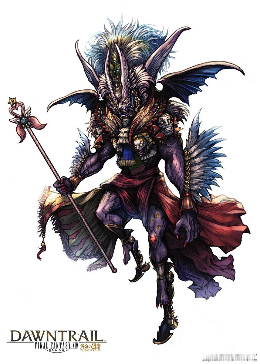 野村哲也绘制的《最终幻想XIV：黄金遗产》的“绝妖星乱舞”Bossケフカ・イマジ