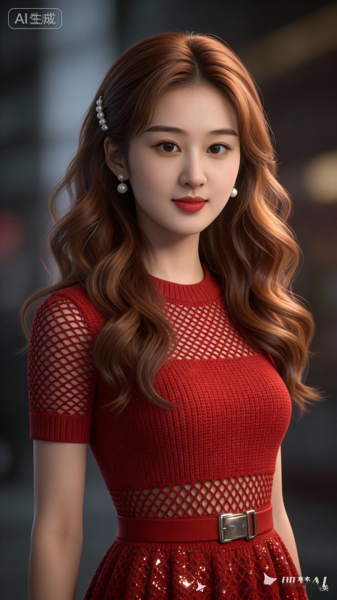 甜美红裙少女，优雅气质满满！💕