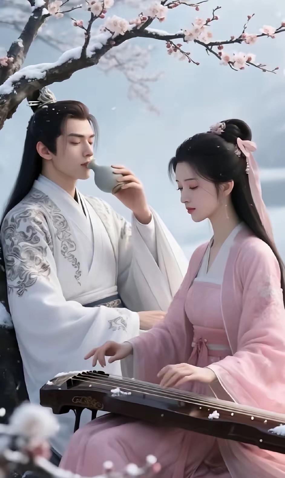 吟诗静榭闻泉响，
绘画增图见彩墙。
横批：《吟诗与绘画》