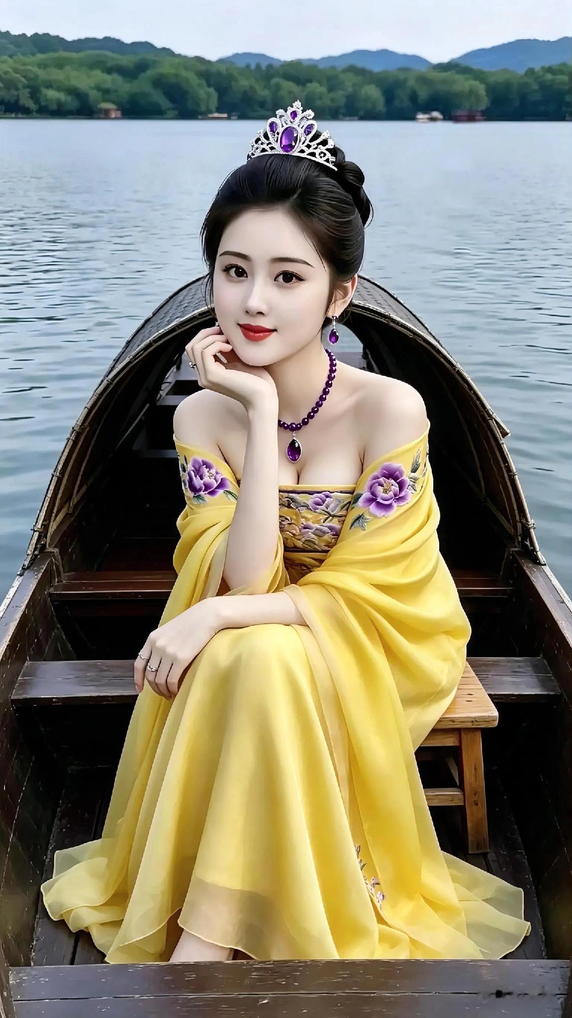 她那婉约含蓄的笑容，如同春日里的和风，轻轻吹动人们心中的琴弦。

古典美女的容颜