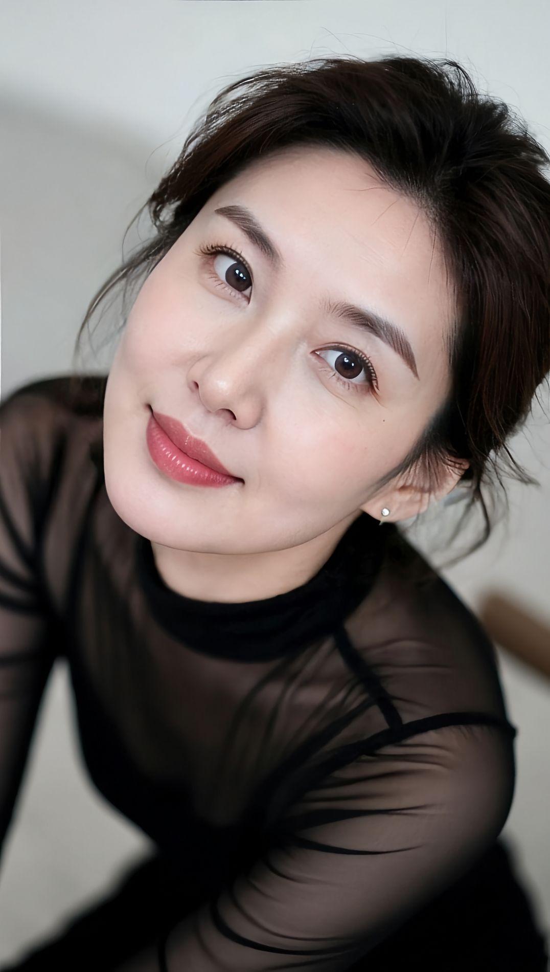 优雅黑纱，柔美微笑，气质满分！🌸✨