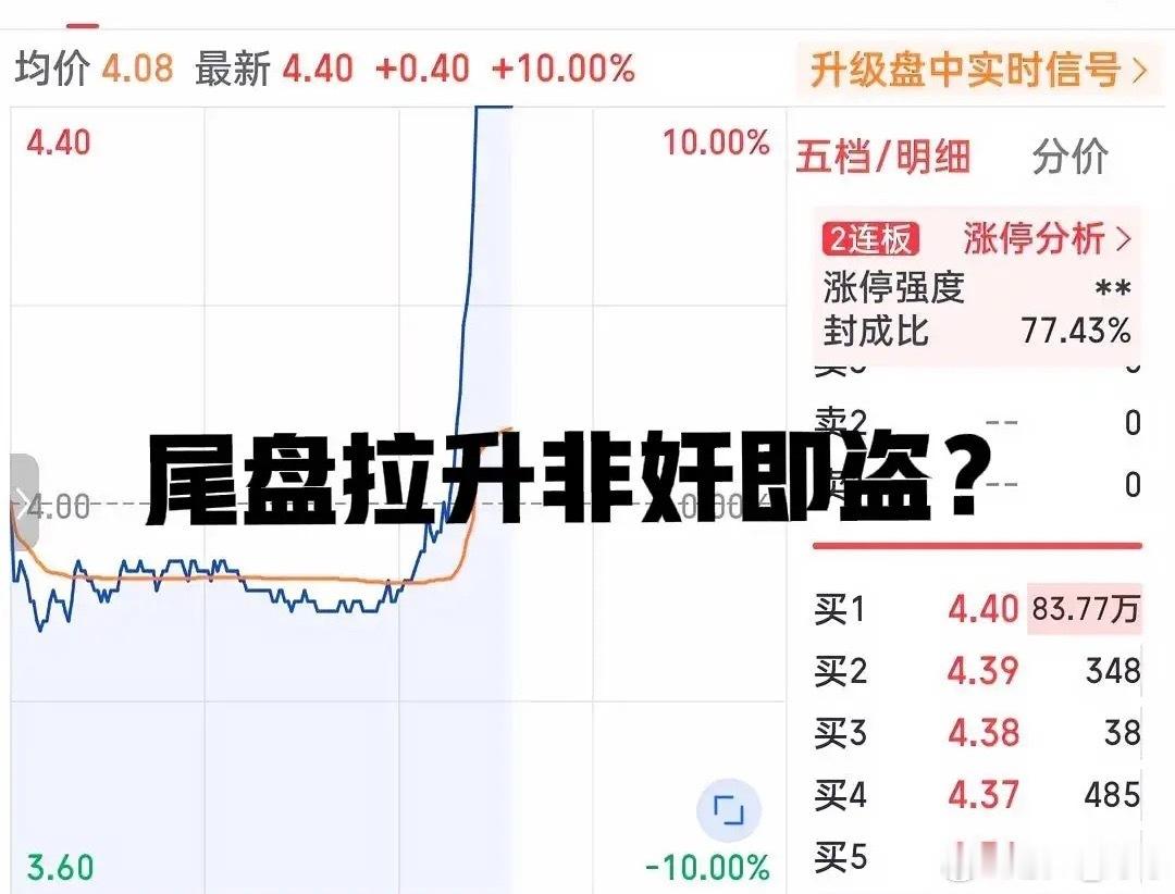 我经常看到这种评论: 尾盘拉升非奸即盗！“能让你看到的消息已经不是利好消息！”乍