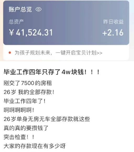#毕业工作四年只存了4w块钱# 对于刚毕业的新人来说，存钱其实并不容易，特别是在