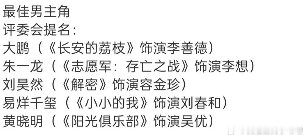 大家觉得刘昊然和易烊千玺拿影帝的概率有多大？金鸡奖提名 ​​​