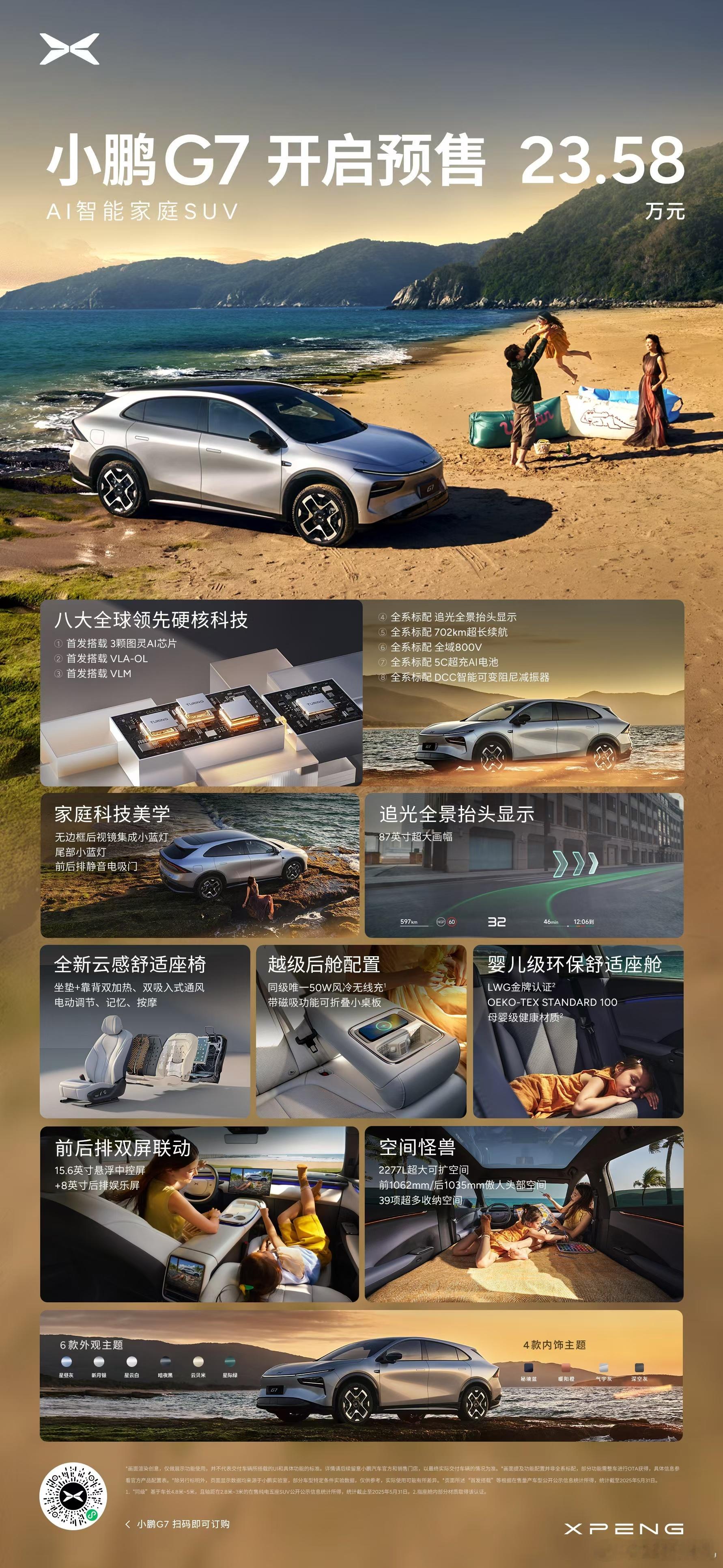 要不说小鹏的性价比高呢 小鹏G7是全球首款L3级算力的AI汽车，全系标配DCC减