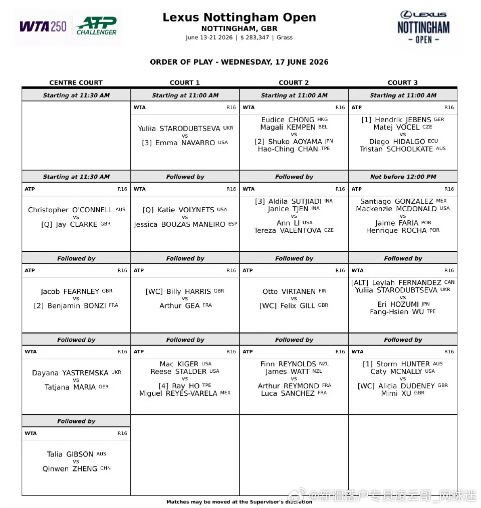 今日赛程📅🔥📍WTA500🇩🇪柏林站🔥🇧🇾萨巴伦卡迎来草地🌿赛