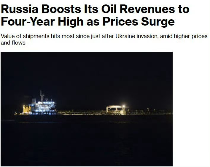 （图一）据彭博社报道，受油价暴涨影响，俄罗斯石油收入创四年来新高。（图二）同时路