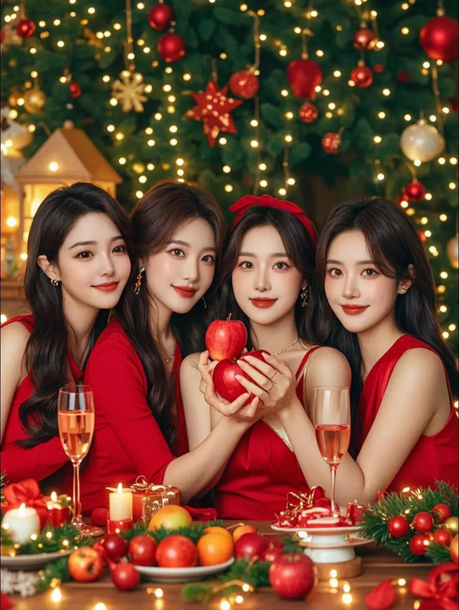 《圣诞忆青春》 圣诞红装似火燃 时光倒转忆华年 今朝美酒颜如旧 仿佛重...