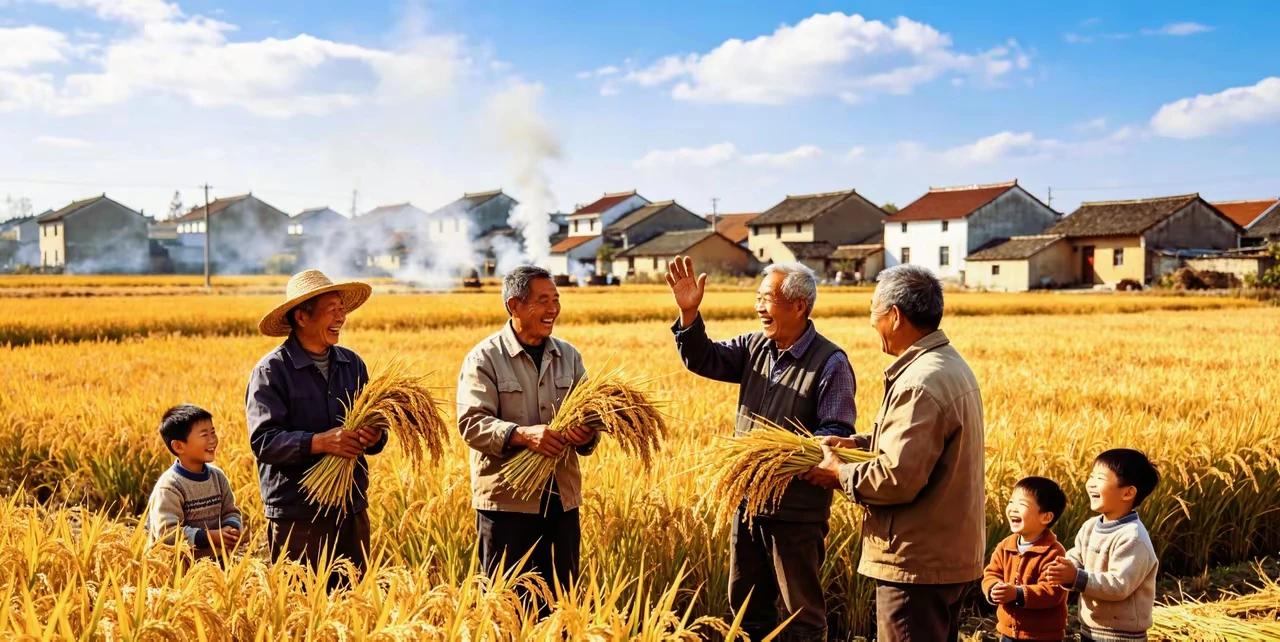 上联：风调雨顺千家喜乐
下联：五谷丰登万众皆欢