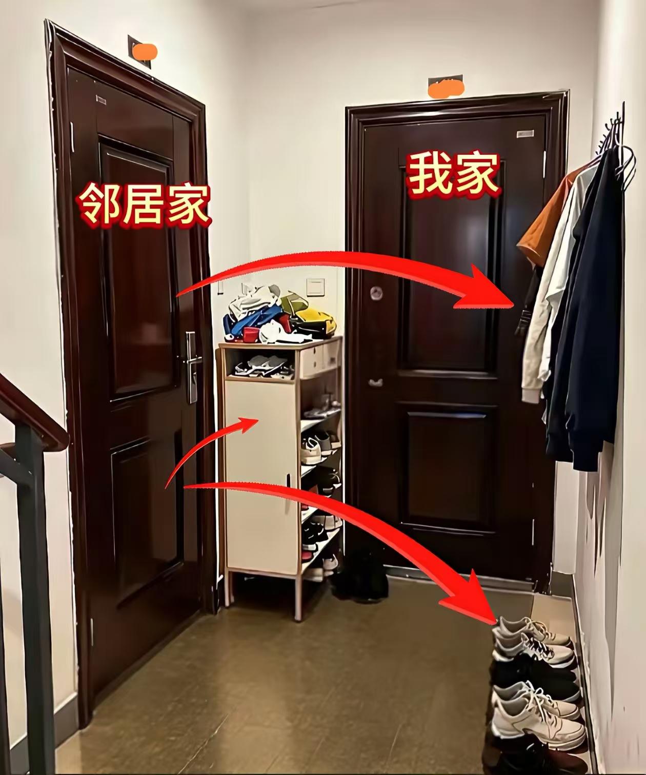 每天进进出出，真的快“窒息”了。那个鞋架非常碍事，不影响他家，但是你出来进去的开