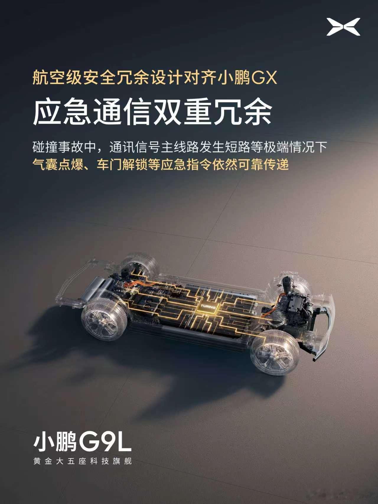 小鹏G9L搭GX同款航空级安全冗余设计黄金大五座科技旗舰小鹏G9L，搭载小鹏GX