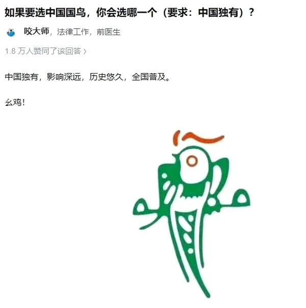 中国国鸟，这个还真没有想到！