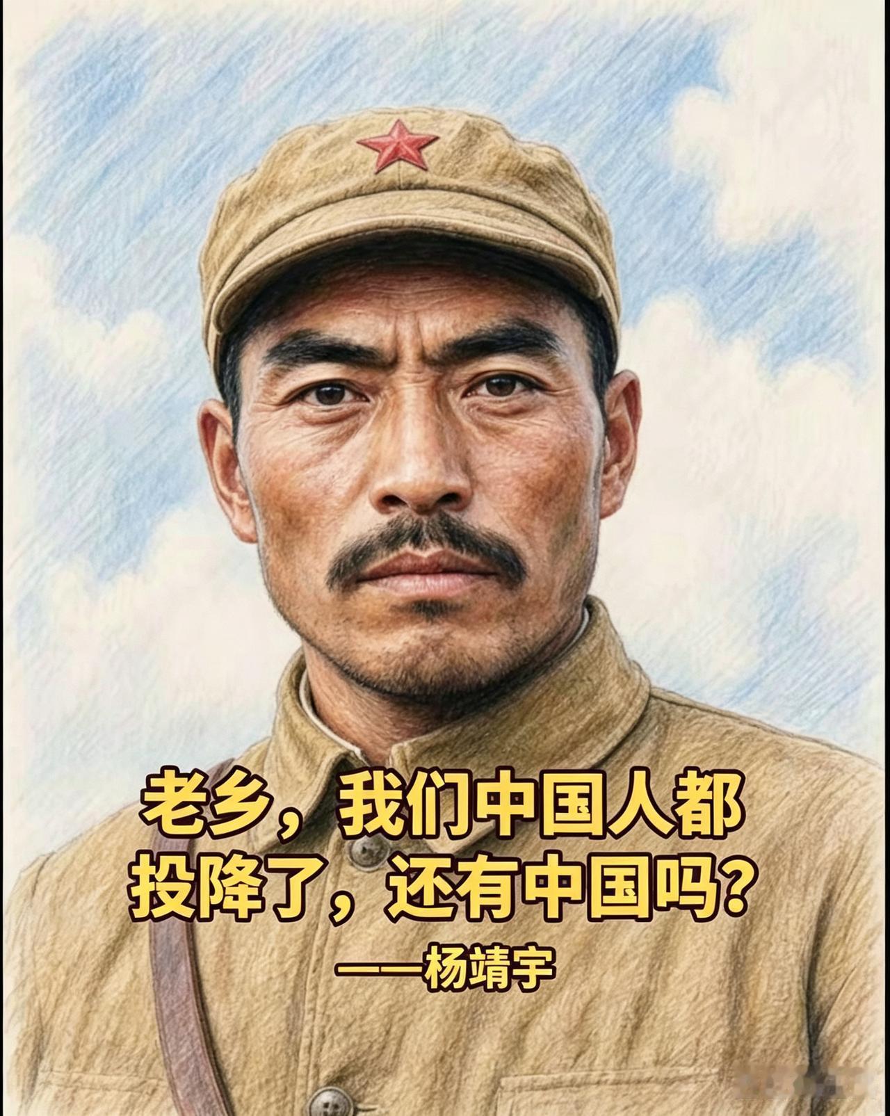 这彩铅画画的好，
画出了民族英雄杨靖宇坚毅刚强的英姿。