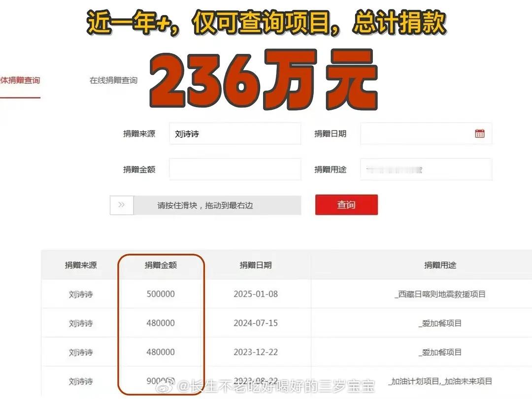 刘诗诗近一年捐了236万💰给1000位贫困母亲送过冬邮包❤️建校舍行善两年不声