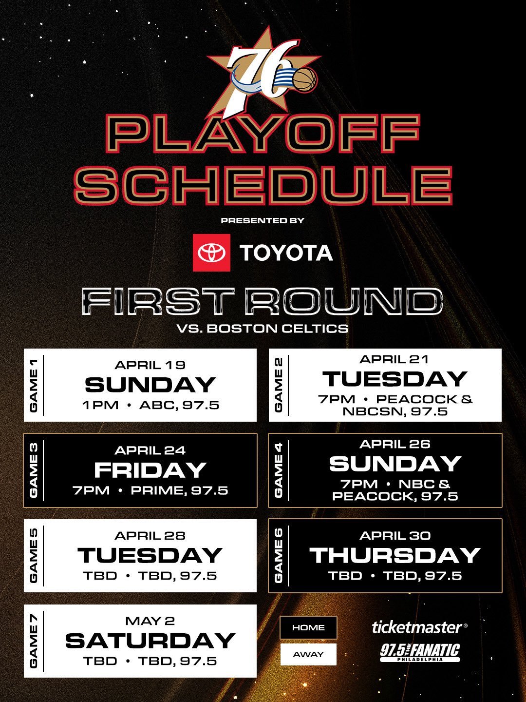 季后赛首轮系列赛：76人队vs凯尔特人 具体赛程公布如下（均为北京时间）📆🏀