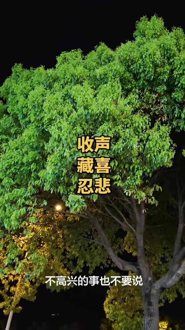 收声、藏喜、忍悲。
高兴的事不要和别人说，因为别人会不高兴；不高兴的事也不要说，